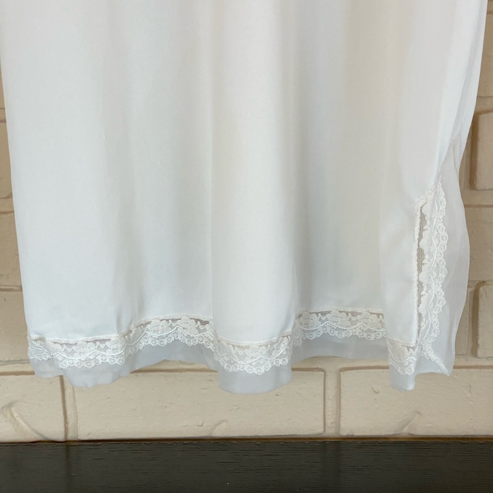 Vtg 70s Lorraine Womens 36 Tall Cream 100% Nylon Full Slip Dress Lace Feminine - Picture 2 of 9